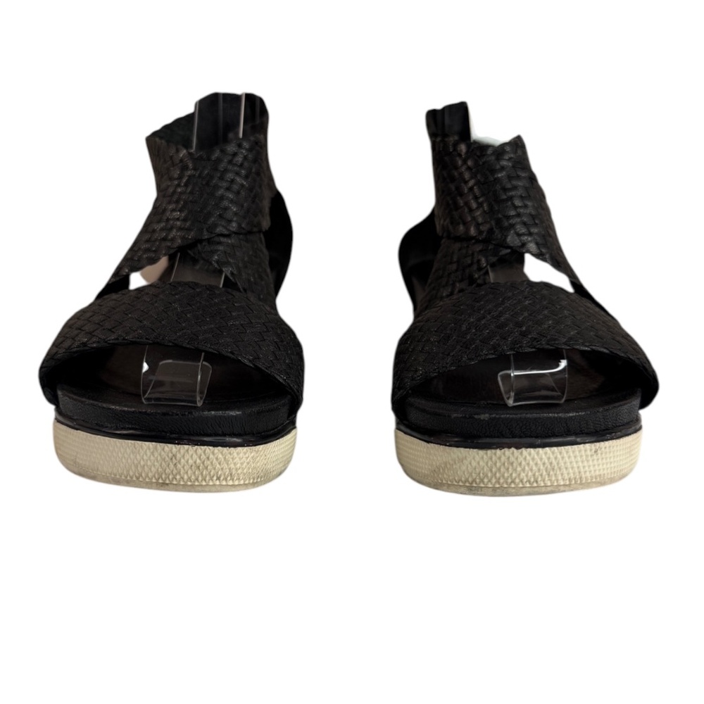Eileen Fisher Sport Woven Leather Platform Sandal Sneakers Black Size 8 - Picture 7 of 13